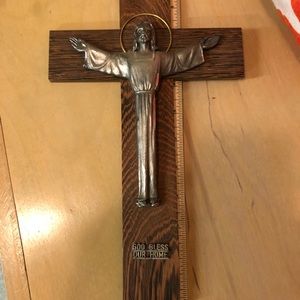 Italian crucifix - “”GOD BLESS OUR HOME”